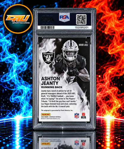 2025 Panini Donruss White Hot Rookies Ashton Jeanty Autograph /25 #WHR-ASJ PSA 8